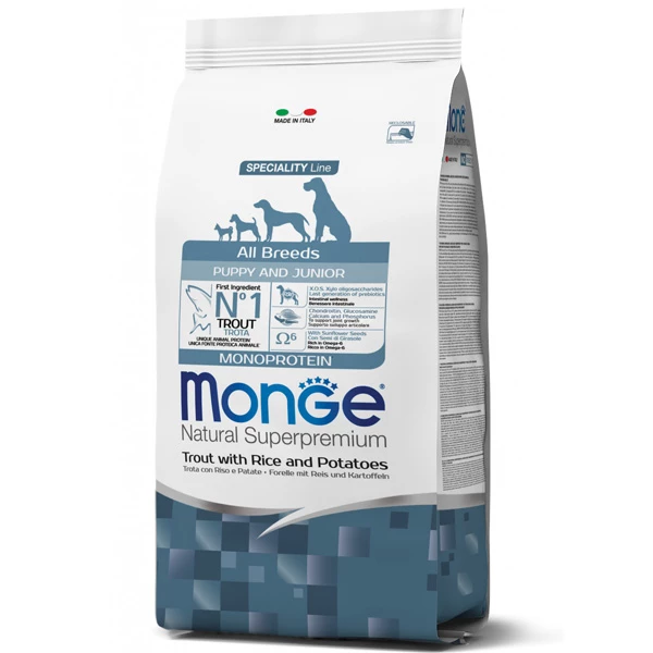 Monge Natural Superpremium All Breeds Puppy & Junior Natural Superpremium Trota Con Riso E Patate