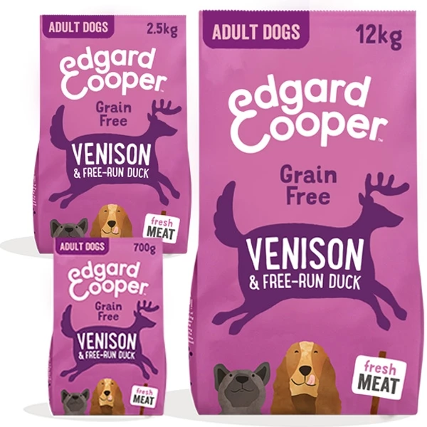 Edgard & Cooper Adult Large Carne Fresca Di Cervo E Anatra Allevata A Terra Senza Cereali