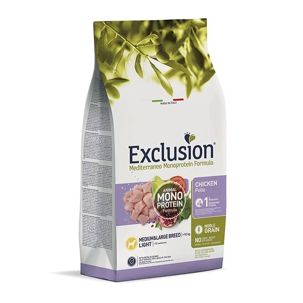 Exclusion Mediterraneo Monoprotein Light Adult Medium & Large Breed Con Pollo